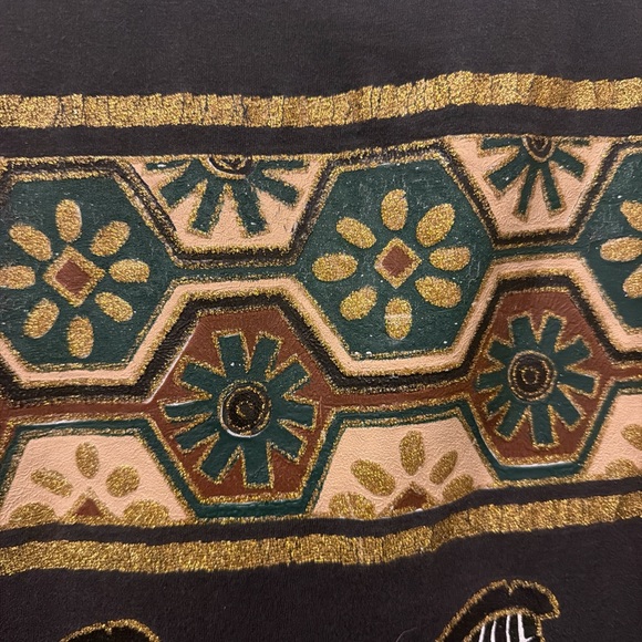 Black T-Shirt with Gold & Green Zebra Motif - Picture 4 of 4